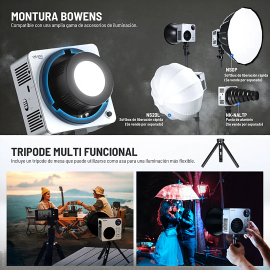 Neewer Luz LED RGB Portátil con Batería y Montura Bowens COB 80W / 10106634EU - Image 6