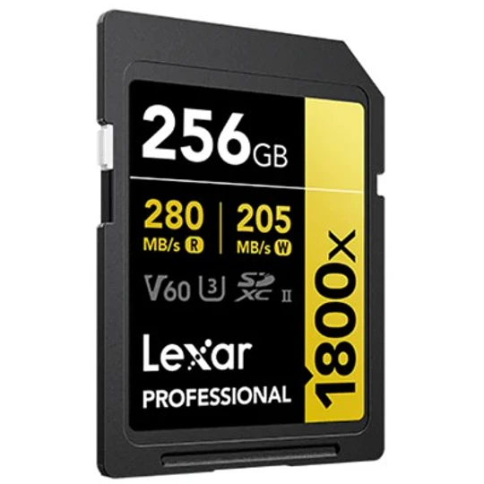 Lexar 256GB Professional 1800x UHS-II SDXC V60 GOLD Tarjeta de Memoria SD / LX20006 - Image 2