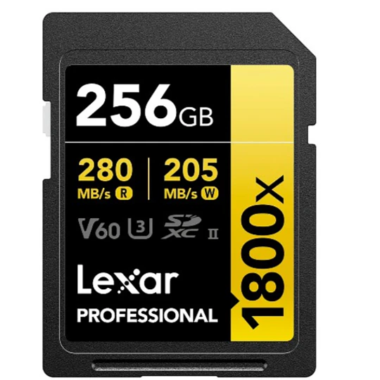 Lexar 256GB Professional 1800x UHS-II SDXC V60 GOLD Tarjeta de Memoria SD / LX20006 - Image 1