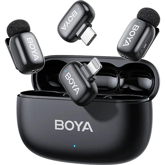 Boya BOYAMINI 2-01 Sistema de Micrófono Inalámbrico para 2 Personas (Lightning y USB-C con Caja de Carga) Negro Mate - Image 2