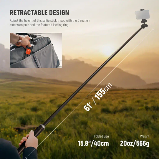 Neewer Trípode de Viaje. 160 cm. Para Teléfono y Cámara TS05 - Image 2