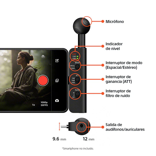 Sony ECM-AX10 Micrófono de Audio Espacial para Smartphone / ECM-AX10 - Image 2