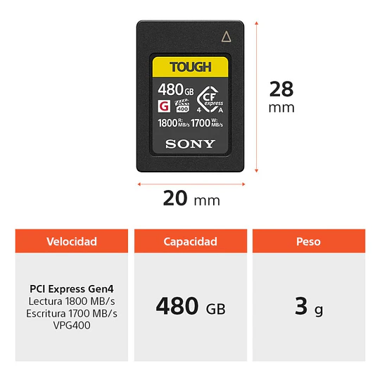 Sony CEA-G480T Tarjeta CFexpress Tipo A 480GB Serie G TOUGH / CEA-G480T - Image 3