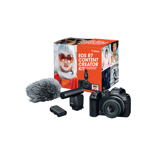 Canon EOS R7 Content Creator Kit Cámara Mirrorless con Lente RF-S 18-45mm y Micrófono DM-E1D / 5137C055