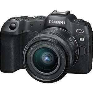 Canon EOS R8 Content Creator Kit Cámara Mirrorless Full Frame con Lente RF 24-50mm, Micrófono DM-E100 y Trípode / 5803C037