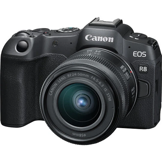 Canon EOS R8 Content Creator Kit Cámara Mirrorless Full Frame con Lente RF 24-50mm, Micrófono DM-E100 y Trípode / 5803C037 - Image 1
