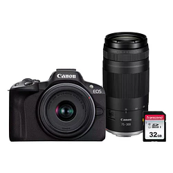 Canon EOS R50 Zoom Kit Cámara Mirrorless con Lentes RF-S 18-45mm y RF 75-300mm / 4891V796
