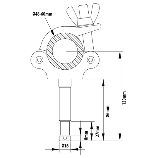Kupo KCP-856 Acoplador Mighty Half Coupler con Espárrago de 16 mm - Image 2