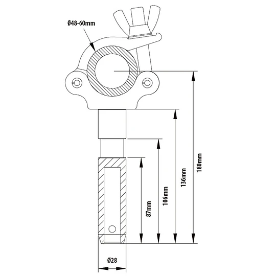 Kupo KCP-854 Abrazadera Half Coupler Heavy Duty con Espiga de 28 mm (Soporta 200 kg) - Image 2