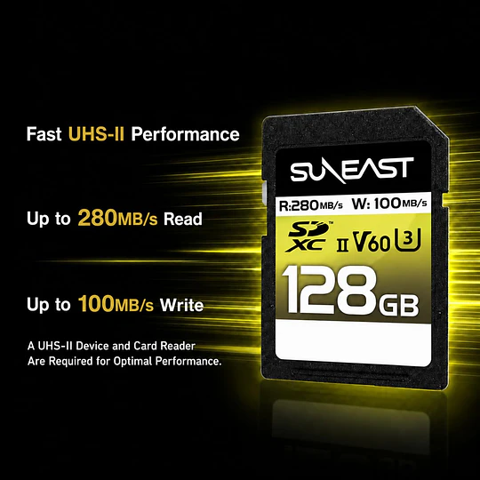 Suneast 128GB ULTIMATE PRO SDXC UHS-II V60 Tarjeta de Memoria - Image 3