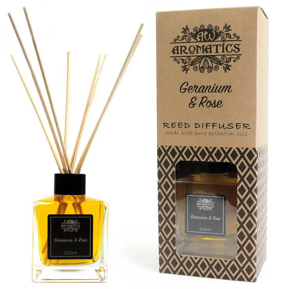 Difusor de Cana com Óleos Essenciais - Aromatics Gerânio e Rosa 1
