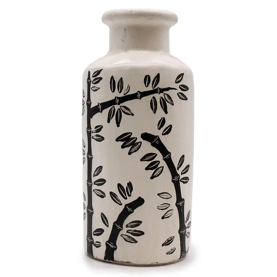 Vaso em Terracota de Cerâmica Retro com Design de Bambu - Natural 2