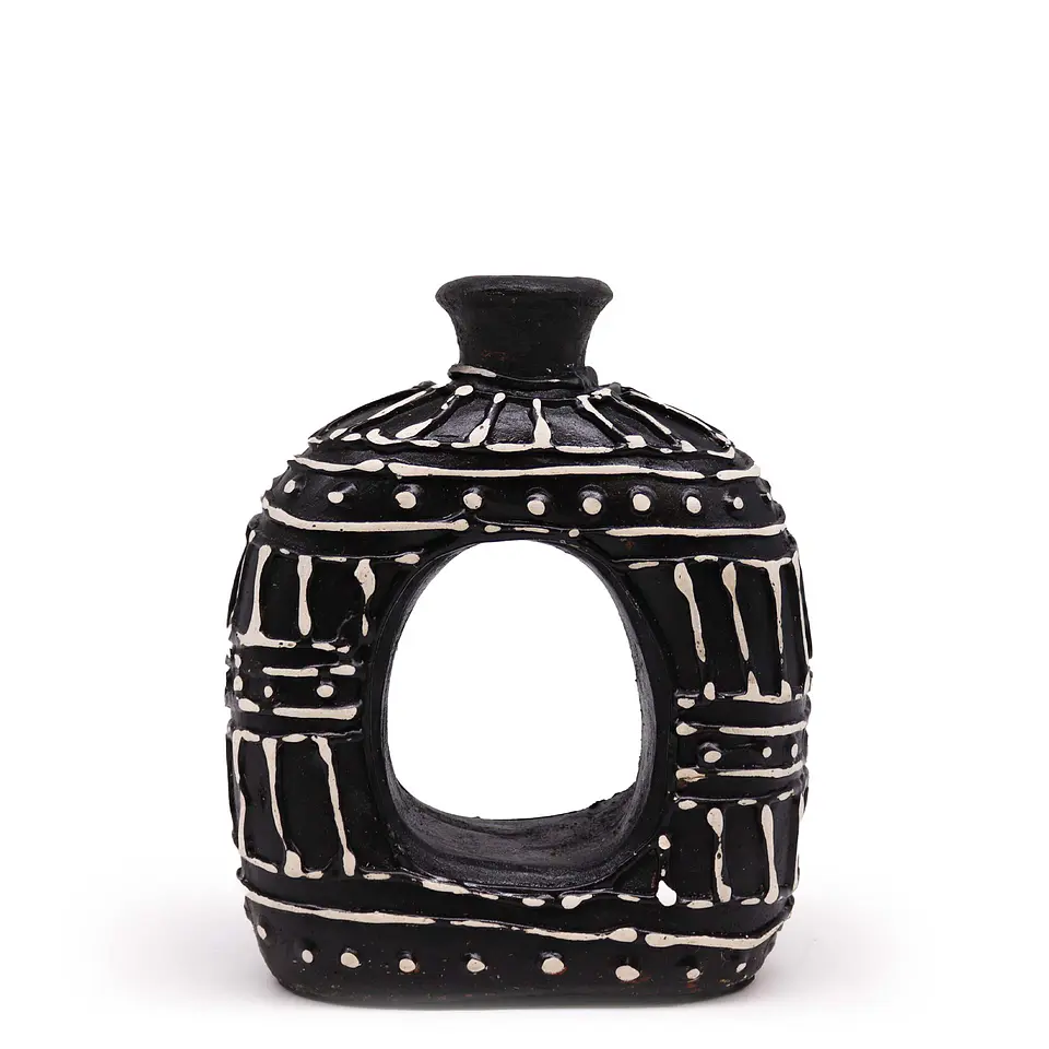 Vaso em Terracota Oval em Formato de Donut - Chocolate 18cm 2
