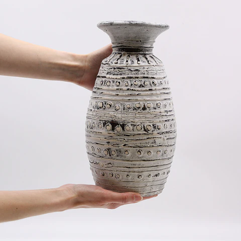 Vaso em Terracota de Cerâmica Clássico - Creme