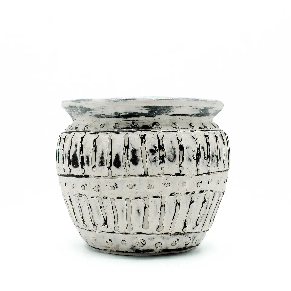 Vaso em Terracota de Argila Grega - Creme 12cm 2