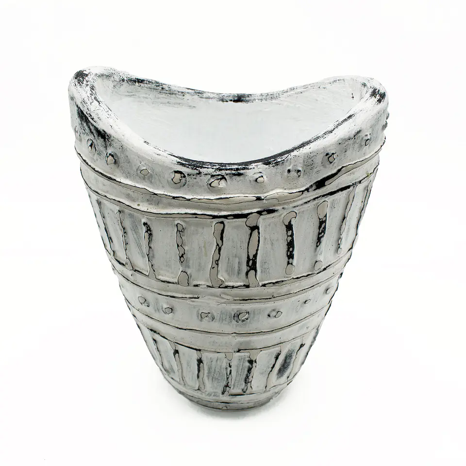 Vaso em Terracota em Formato de Pescoço Largo - Creme 22cm 3