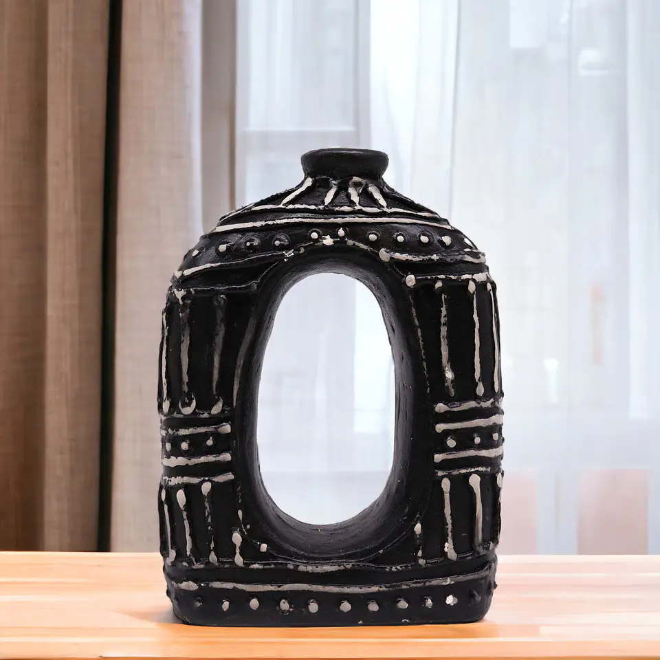 Vaso em Terracota Oval em Formato de Donut - Chocolate 23cm 1