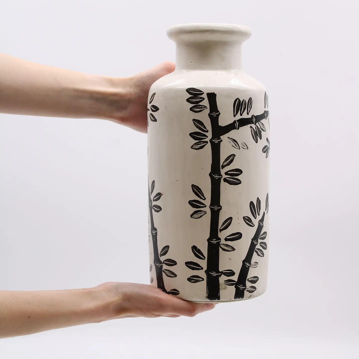 Vaso em Terracota de Cerâmica Retro com Design de Bambu - Natural 1