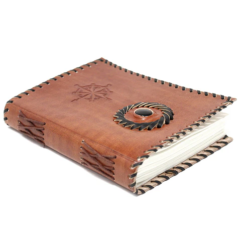 Caderno e bordas em couro Onix preto (17x12 cm)