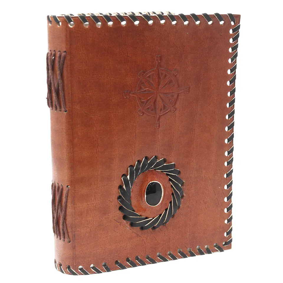 Caderno e bordas em couro Onix preto (17x12 cm) 3