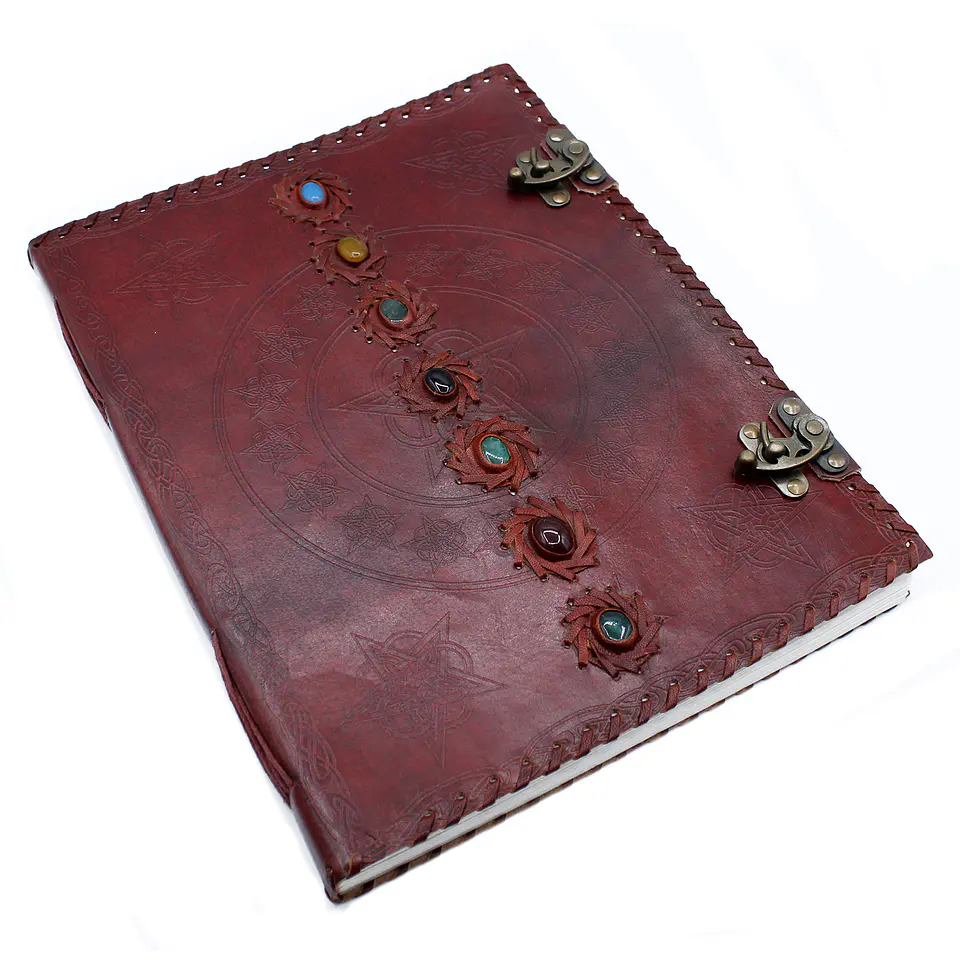 Enorme livro de couro de 7 chakras - 10X13