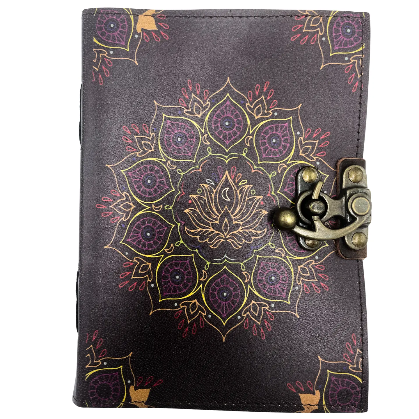 Caderno de Couro - Flor de Lótus - 12,5x17,5cm 1