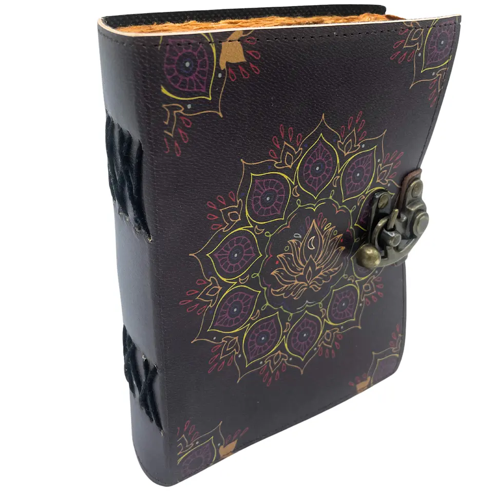 Caderno de Couro - Flor de Lótus - 12,5x17,5cm 3