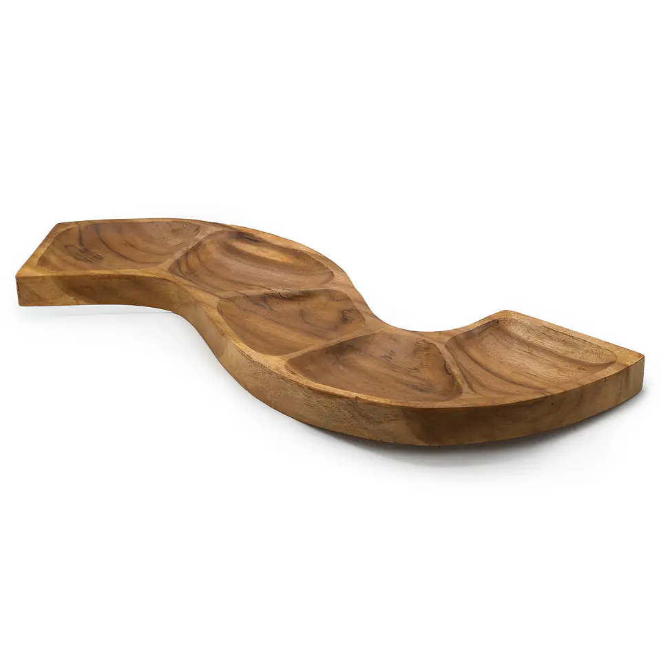 Tigela em Madeira de Teca - Formato de Cobra (aprox. 55cm) 1