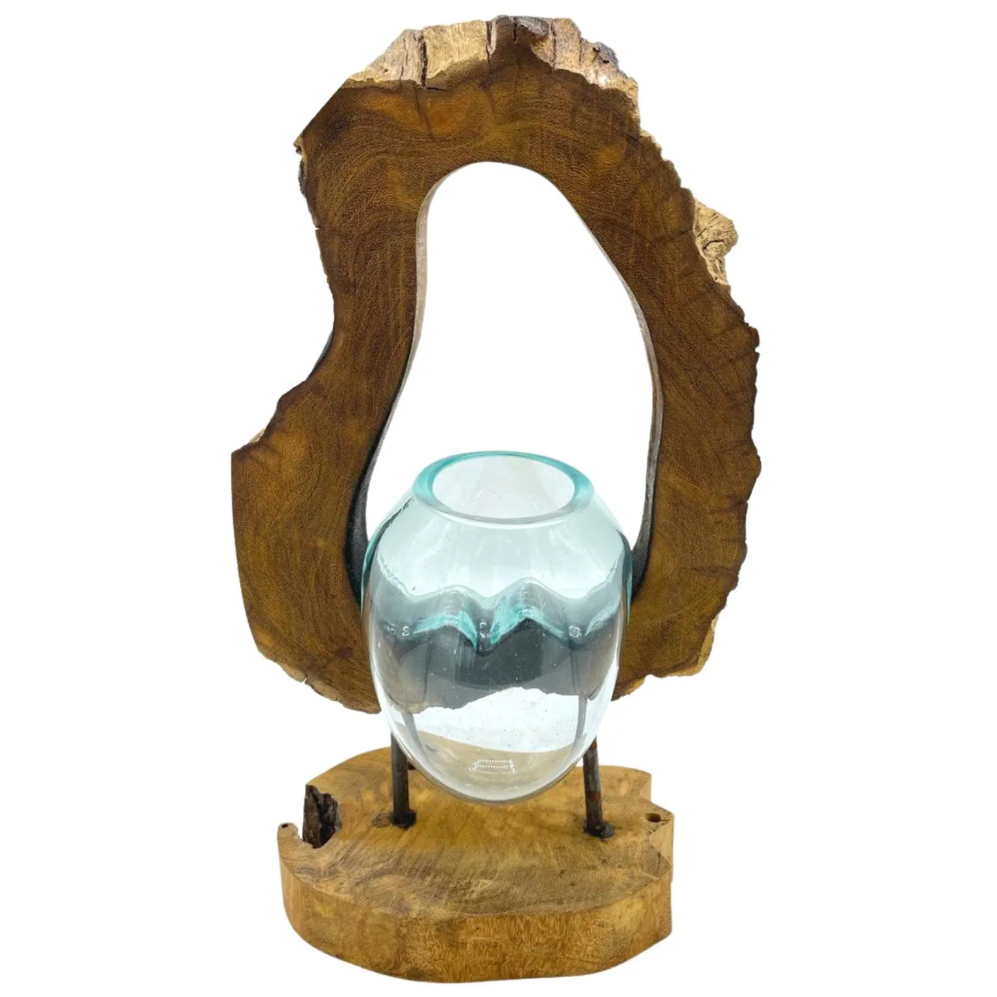 Vidro Fundido sobre Madeira de Gamal - Vaso Artístico 1