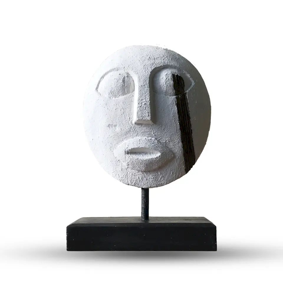 Máscara Decorativa Tribal Timor em Madeira Albasia - Branca 27x20cm 1