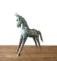 Cavalo em Madeira Albasia - Dourado e Turquesa 32 cm - Miniatura 2