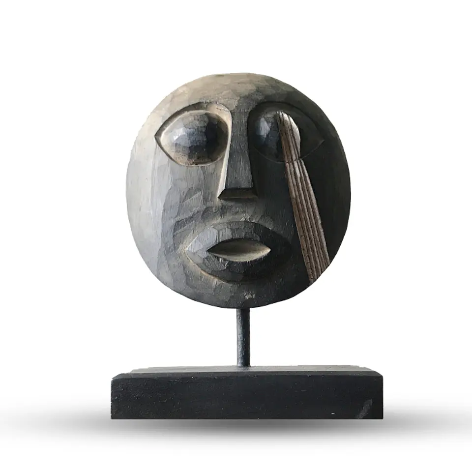 Máscara Decorativa Tribal de Timor em Madeira Albasia - Antiga 27x20cm 1