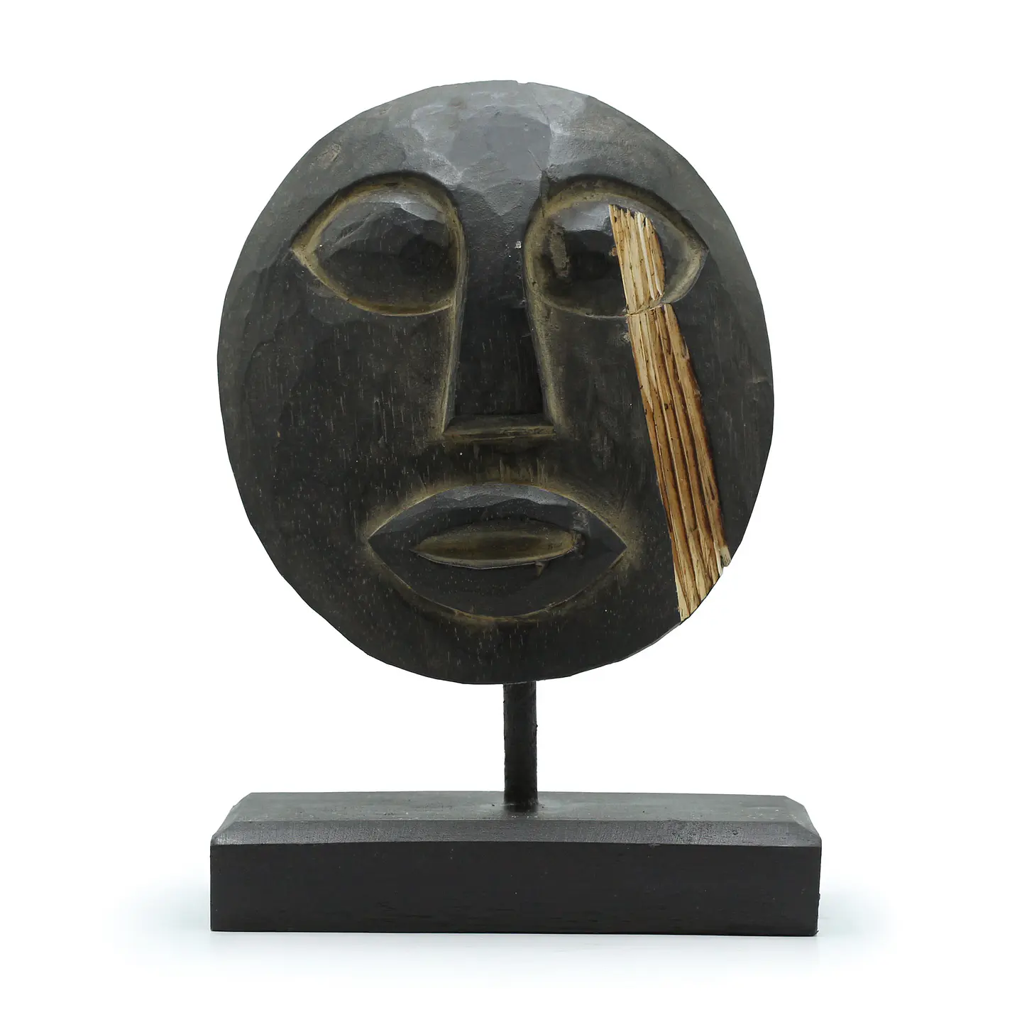 Máscara Decorativa Tribal Timor em Madeira Albasia - Preto 27x20cm 2