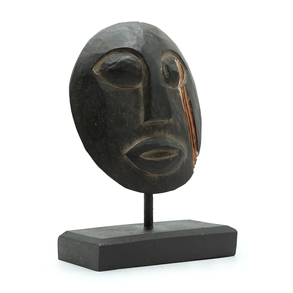 Máscara Decorativa Tribal Timor em Madeira Albasia - Preto 27x20cm 4