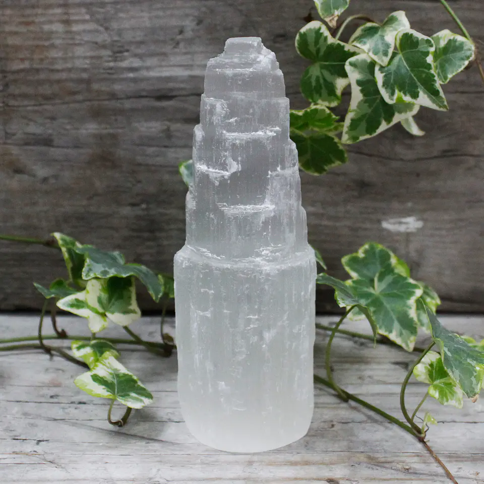 Torre de selenite natural - 15 cm 2