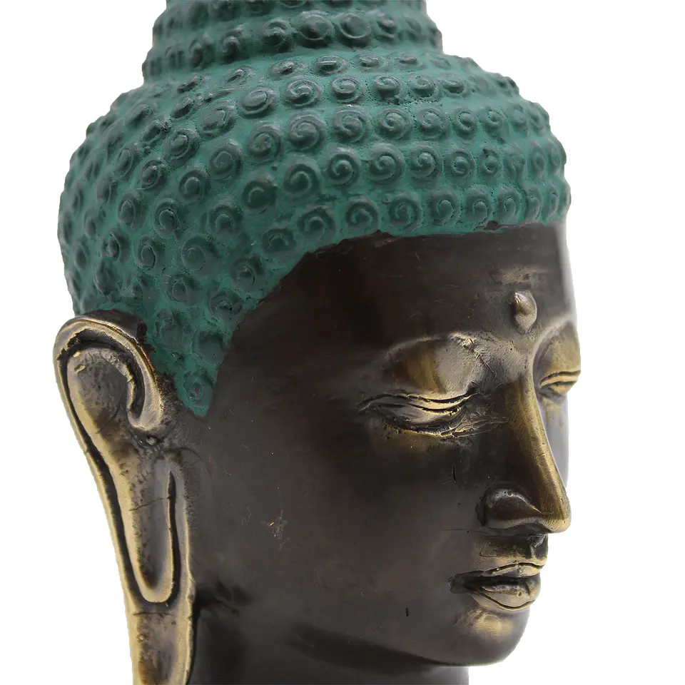 Cabeça de Buda de Latão Antigo Médio 2