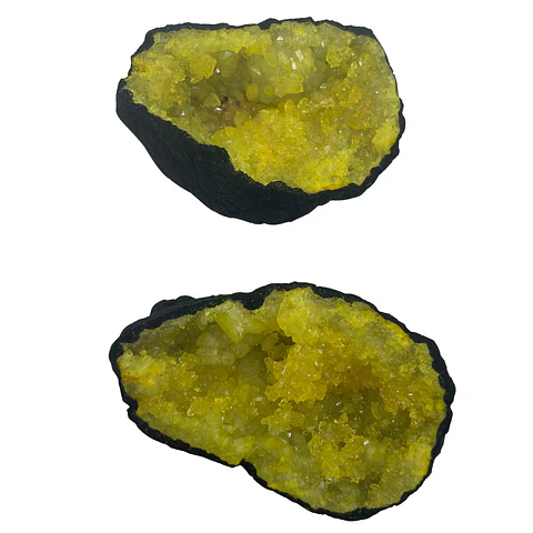 Geodos de Calcita Coloridos - Pedra Negra - Amarelo (8.5X6cm) 0.2kg