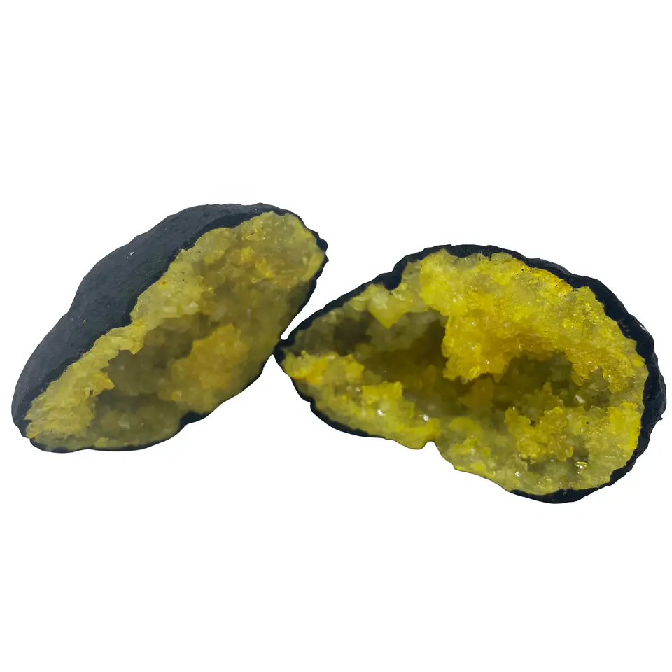 Geodos de Calcita Coloridos - Pedra Negra - Amarelo (8.5X6cm) 0.2kg 4