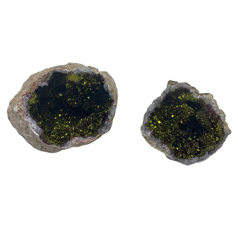Geodos de Calcita Coloridos - Pedra Natural - Rosa e Dourado (8.5X6cm) 2kg