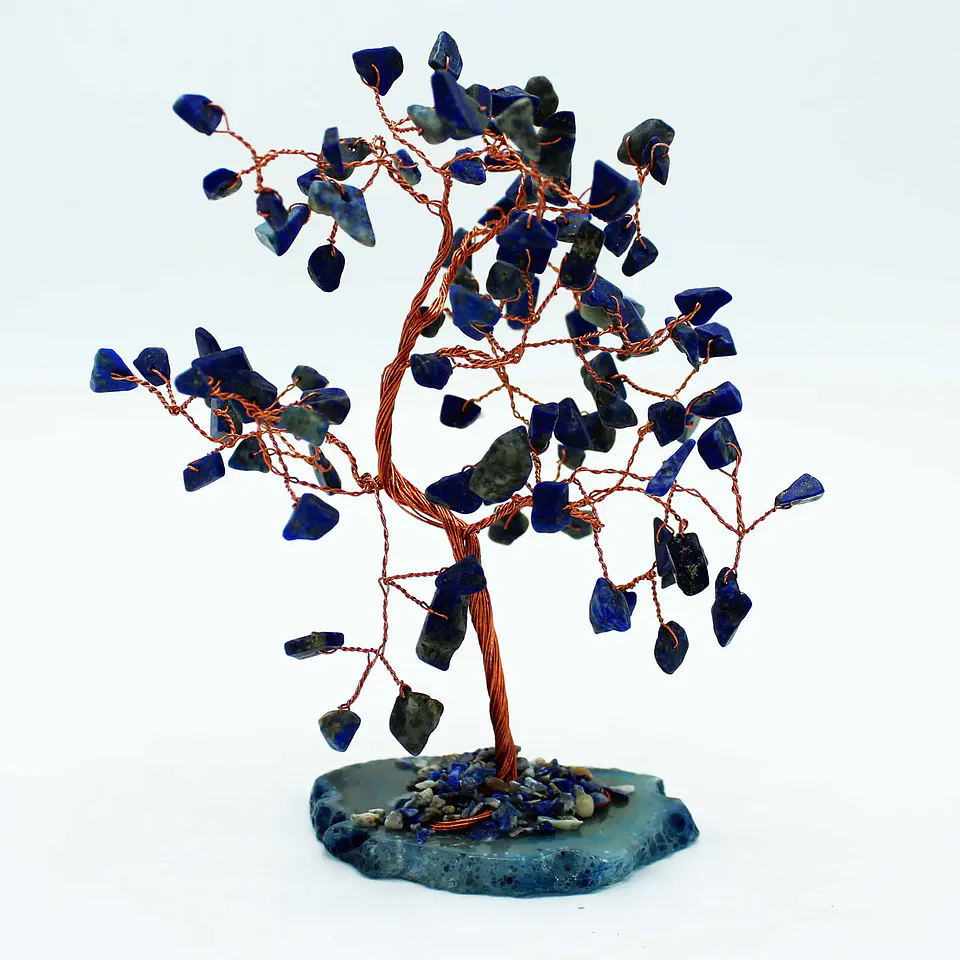 Grande Árvore Sodalita com base de Ágata Azul (100 pedras) 2
