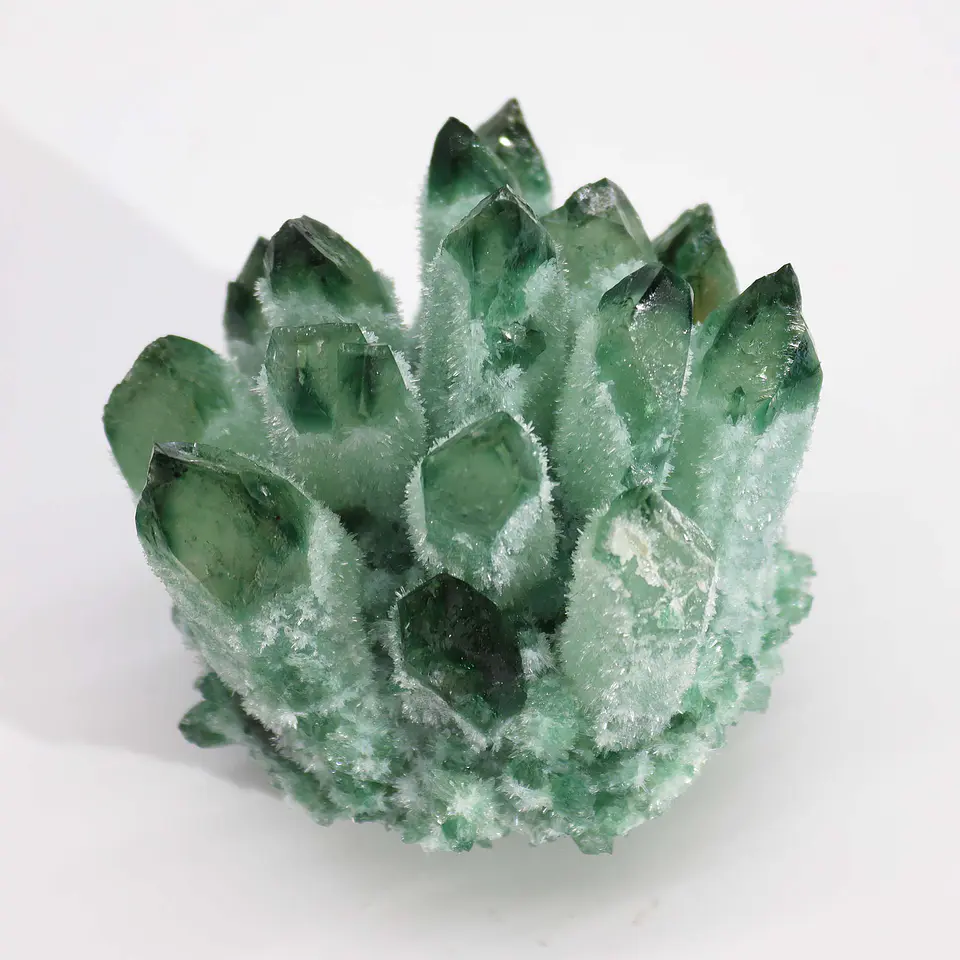 Cluster de quartzo natural feito à mão - Quartzo Fantasma Verde (aproximadamente 250-300gm 8cm) 3