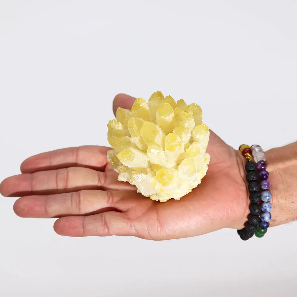 Cluster de quartzo natural feito à mão - Quartzo Amarelo Fantasma (aproximadamente 250-300gm 8cm) 4