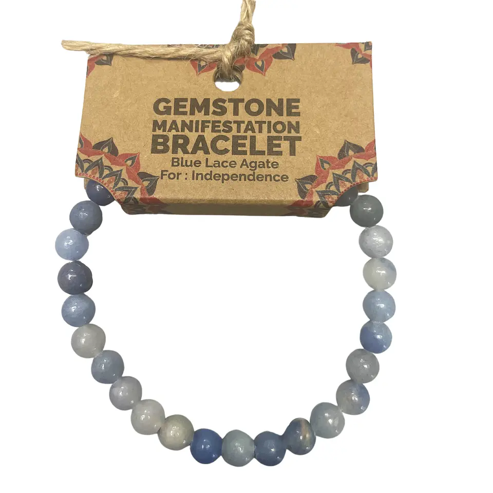 Pulseira de Manifestação de Pedras Preciosas - Ágata Renda Azul - Independência 2