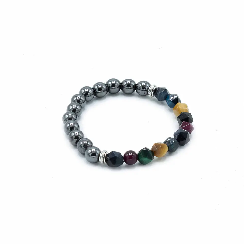 Pulseira de pedras preciosas esculpidas - arco-íris magnético 2