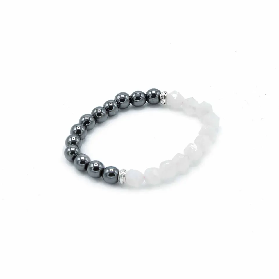 Pulseira de Pedras Preciosas Esculpidas - Quartzo Rosa Magnético 2