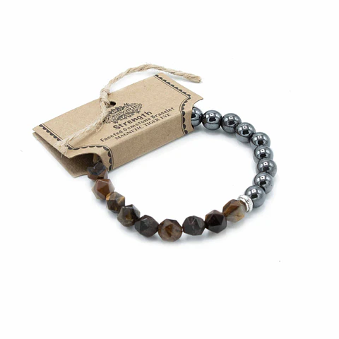 Pulseira de Pedras Preciosas Esculpidas - Olho de Tigre Magnético
