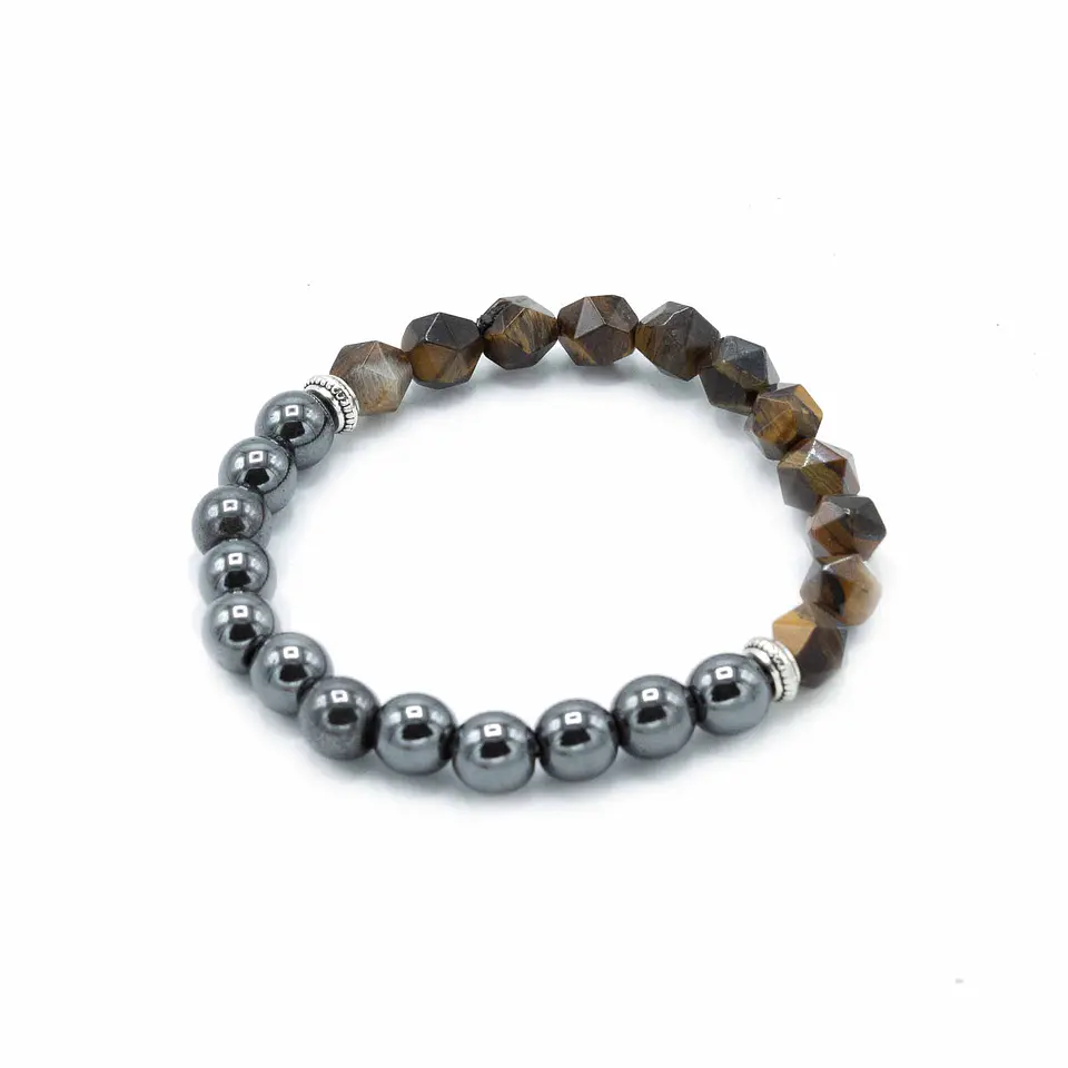Pulseira de Pedras Preciosas Esculpidas - Olho de Tigre Magnético 2