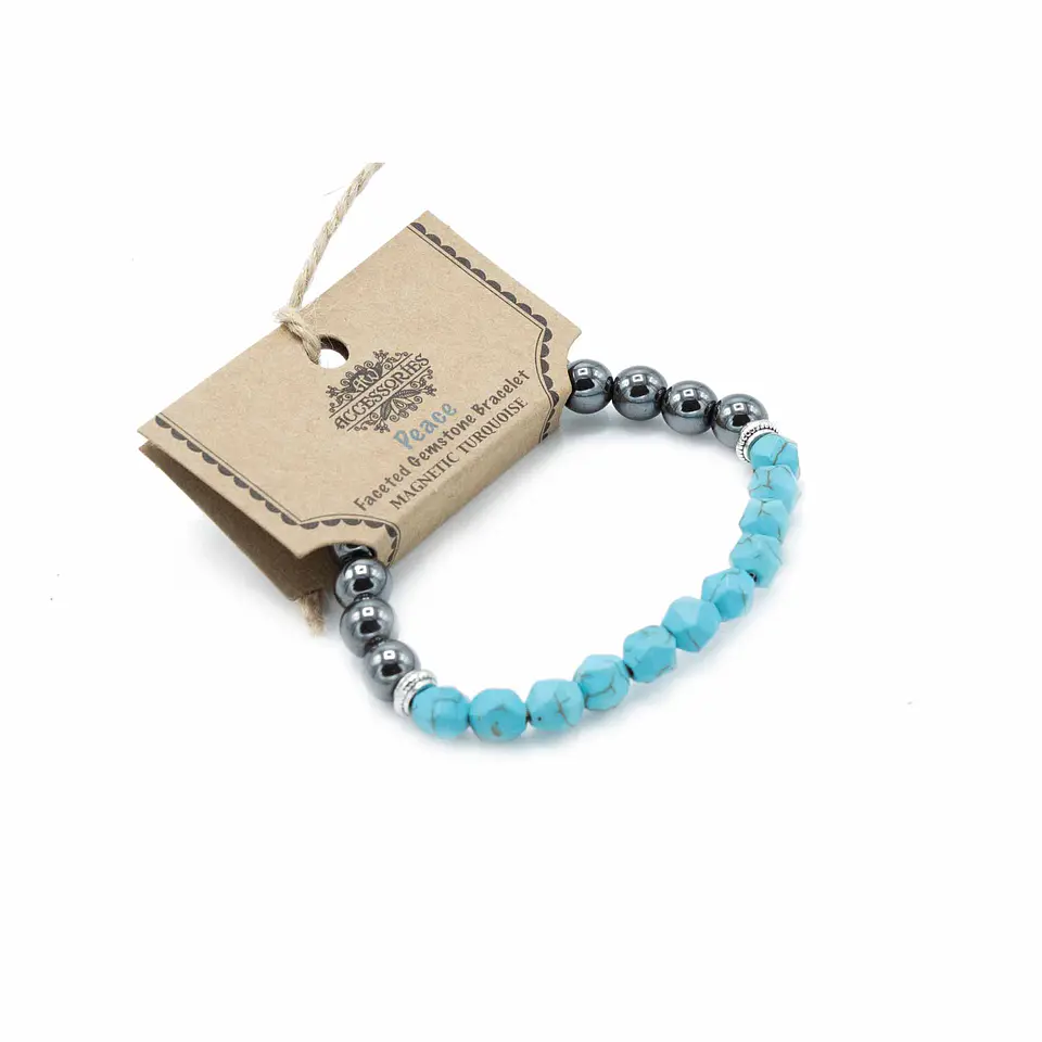 Pulseira de Pedras Preciosas Esculpidas - Turquesa Magnética 1