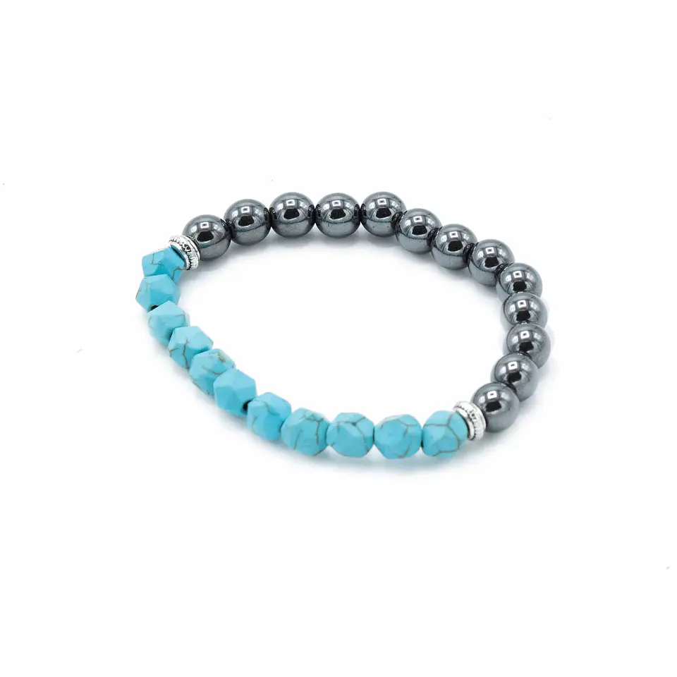 Pulseira de Pedras Preciosas Esculpidas - Turquesa Magnética 2