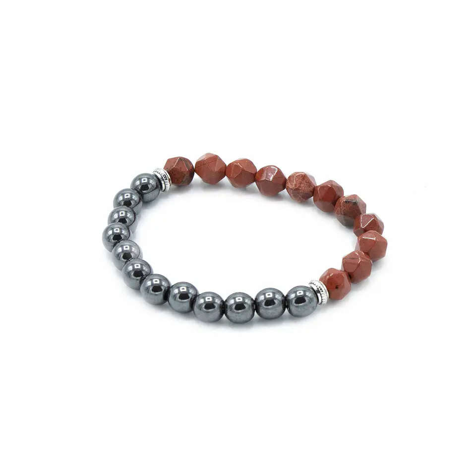 Pulseira de Pedras Preciosas Esculpidas - Jaspe Vermelho Magnético 2
